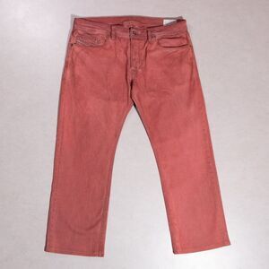 Diesel Safado Slim Straight Red Pigment Dyed Button Fly Stretch Jeans Mens 36x28
